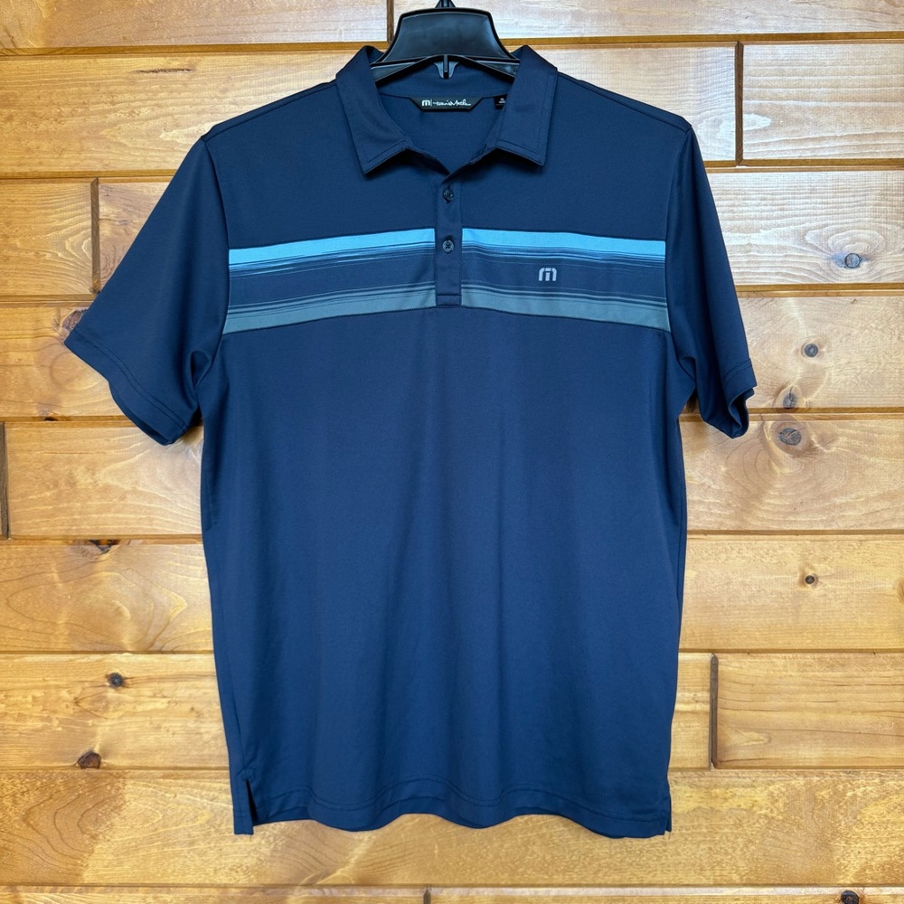 Travis Mathew Navy Blue and Gray Performance Golf Polo